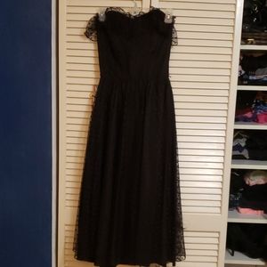 Black Strapless Polka Dot Tulle Ball Gown